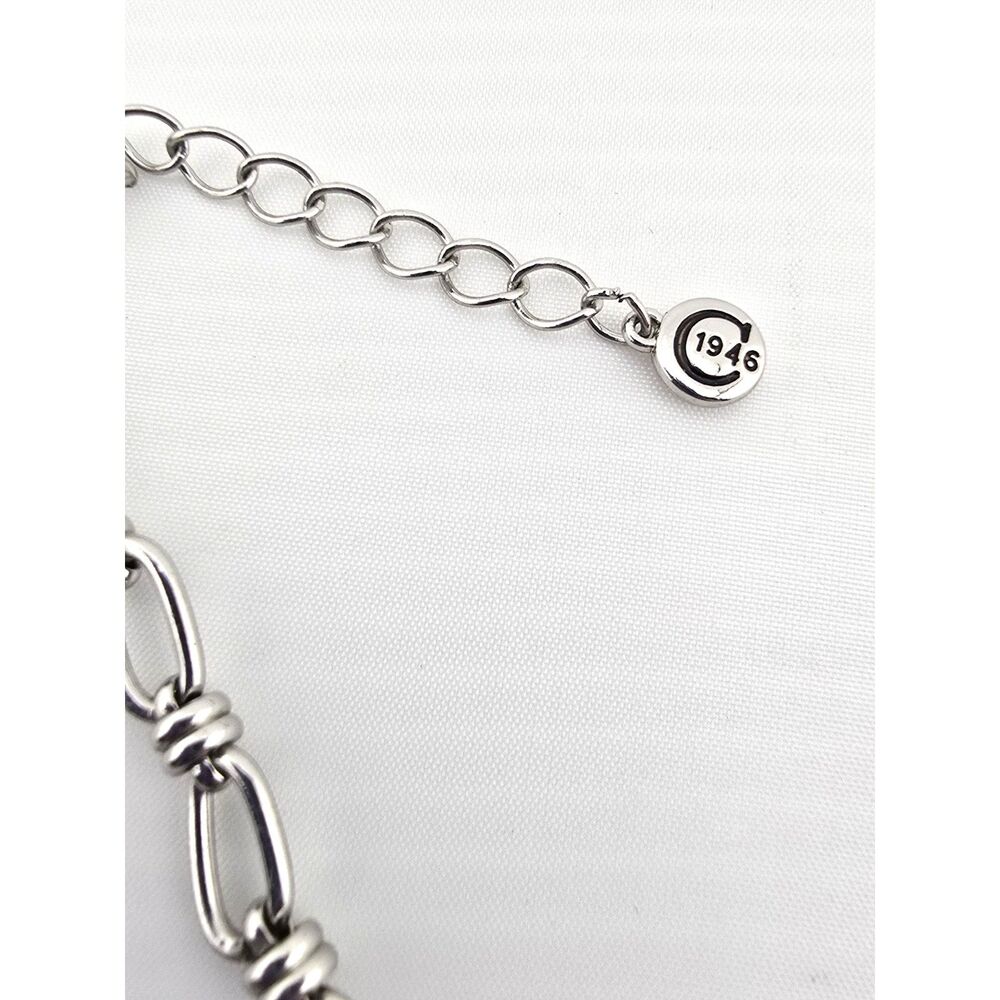 C est.1946 Brand Silver Tone & Blue Necklace 16” Rhinestone Medallions Chain - Picture 4 of 7